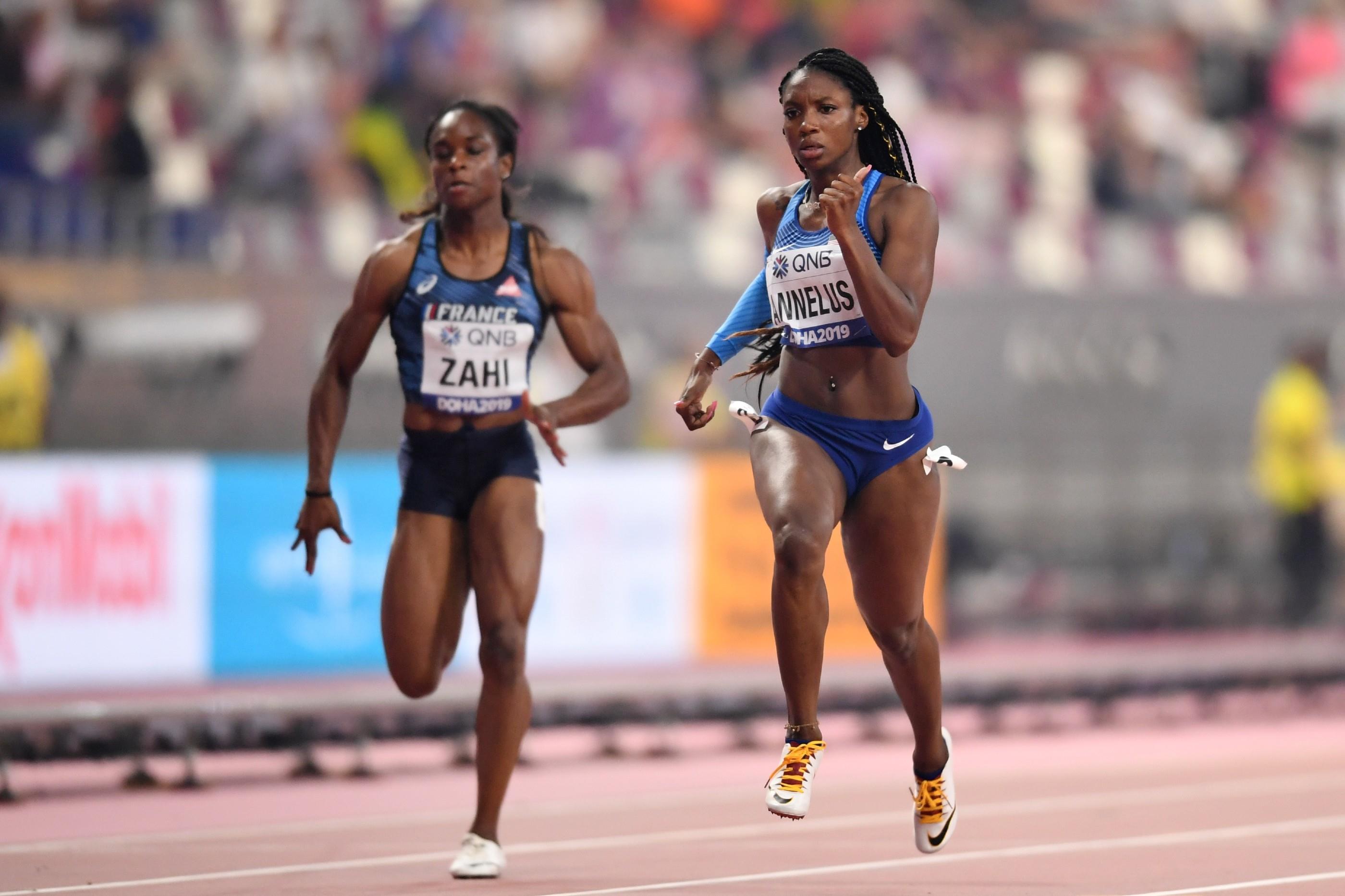 Anglerne Annelus and Carolle Zahi in the women's 200m heats at the World Championships Doha 2019 (AFP / Getty Images)