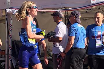 Camille Herron in action at the IAU 24 Hour World Championships in Albi (USA 24H Team)
