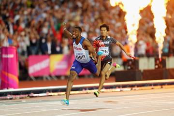 Nethaneel Mitchell-Blake anchors Britain to victory in the 4x100m at the IAAF World Championships London 2017 (Getty Images)